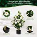 [2-Pack] 37 Artificial Camellia Tree with White Flowers, Faux Potted Plant for Indoor & Outdoor Decor, Lifelike Greenery for Home, Office, Porch, or Patio (White)