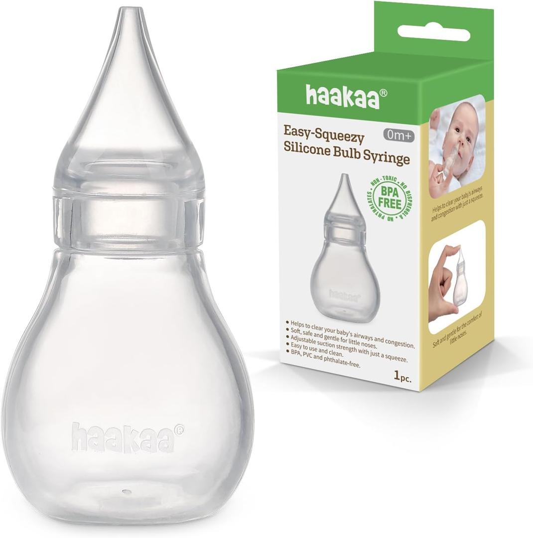 Haakaa Nasal Aspirator for Baby, 2-in-1 Electric Baby Nasal Aspirator with Sprayer – Baby Nose Sucker, Nose Sucker for Baby – 5 Adjustable Suction Levels up to 65kPa, Quiet, Music & Lights