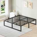 King Size Bed Frame, 14 Inch Metal Platform Bed Frames with Squeak Free U-Slot Design, 6 Non-Slip Guards, 3500lbs Heavy Duty Steel Slat Support, No Box Spring Needed, Under Bed Storage, Black