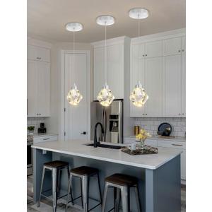 Crystal Pendant Light for Kitchen Island,Silver Chandelier Lights Fixture, Hanging Lighting Ceiling Light Fixture Modern Adjustable Pendant Lighting for Dining Room Bedroom