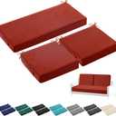 Leinuosen 3 Pcs Outdoor Chair Cushions Set 44 x 19 Inch Loveseat Waterproof Patio Furniture Love Seat Pad Cushions with Ties for Square Settee Indoor Sofa Wicker Couch Bench(Burgund)