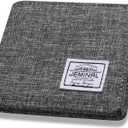 2 x JEMINAL Men's Ultra-thin Canvas Short Cloth Wallet Men's Small Short Clip Boys Students Original Simple Niche Horizontal Short Money Clip (Gray)