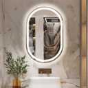 Niccy Oval LED Mirror for Bathroom, 36x24 Front Lit + Backlit Vanity Mirrors with Light Anti-Fog, Shatter-Proof, 3 Colors, Makeup Mirror with Gold Frame (Horizontal/Vertical)