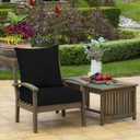 Arden Outdoor Foam Deep Seat Cushion (2-Pack), 22x24, Premium High-Density Foam, Never Flattens, Weather-Proof for Patio Chair Sofa Couch, Black Leala
