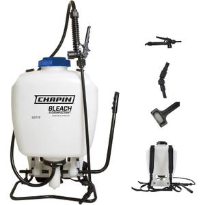 Chapin International 60175 4 Gallon Backpack Sprayer for Bleach & Disinfecting, Made in the USA, 1-Pack, Translucent White