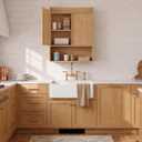 VANIRROR Bathroom Wall Cabinet, 24x9.3x33 inch Wood Finish Raised-Edge Top, Natural Oak 29