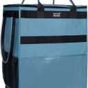 Reusable Grocery Bag On Wheels (Large, Blue) Shopping Trolley with 8 Pockets and Zipper Cover Foldable Rolling Tote, Heavy Duty Handles, Carries Up to 66 LBS