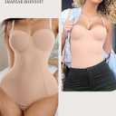 Women's Strapless Body Shaper Tummy Control Waist Push-Up Bodysuit with Cups and Detachable Straps Shapewear