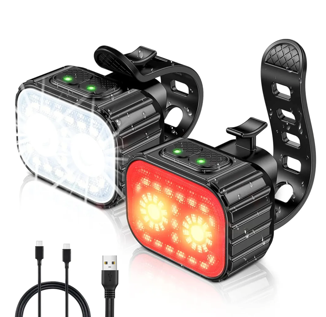 Bike Lights for Night Riding, USB Rechargeable Bike Lights Front and Back, Waterproof IP65 Bicycle Light, 4+6 Modes Bike Headlight and Tail Light Set,1.5 Hrs Fast Charging, Easy to Install