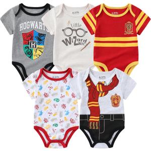 WARNER BROS Harry Potter Baby Boys 5 Pack Bodysuit for Newborn and Infant (9-12 Months, Gray)