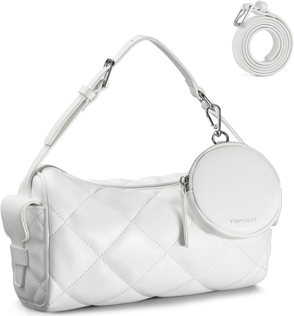 TOPEAST Quilted Crossbody Bags for Women with Coin Purse, Vegan Leather Crossbody Bag, Small Purse with Adjustable Strap