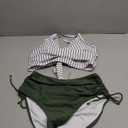 Blooming Jelly Women's High Waisted Bikini Sets Drawstring Tummy Control Swimsuits Crisscross Tie Back Bathing Suit S