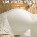 Strapless Push Up Bra for Women  Seamless, Wireless, Convertible  Comfortable Black & White Bra (White, M)