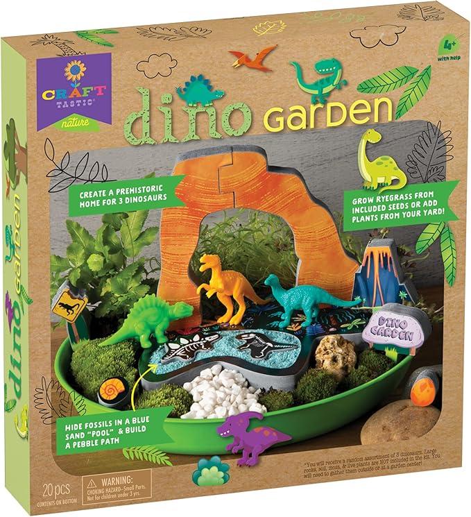Craft-tastic Dino Garden — DIY Nature Craft Kit — Outdoor and Indoor Grow and Play — Comes with Dinosaurs, Seeds, and Garden Decorations — for Ages 4+ with Help