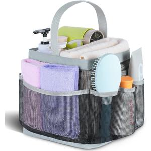 Mesh Shower Caddy Portable for College Dorm Room Essentials with 8-Pocket Large Capacity for Beach,Swimming,Gym-Grey