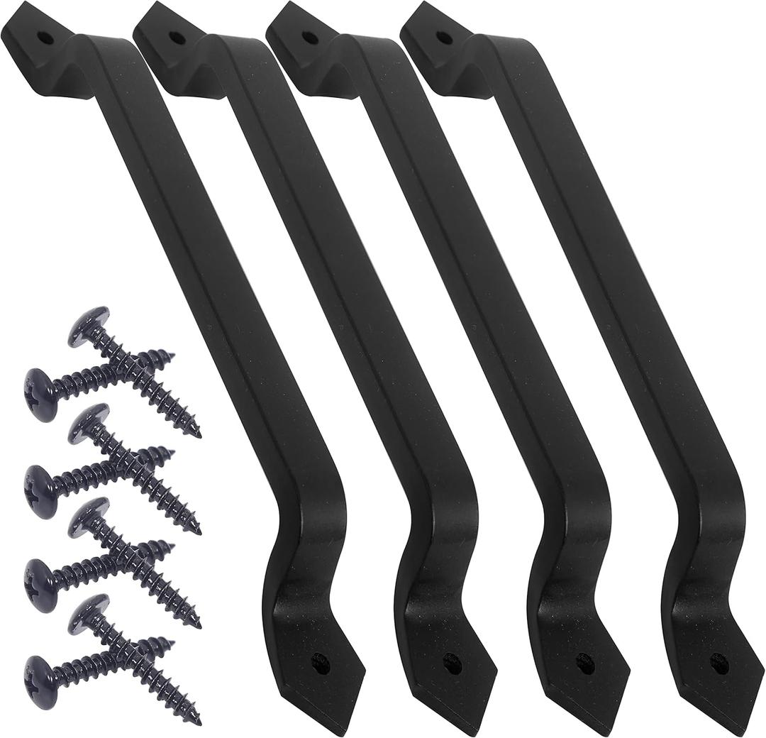 WEBI Rustic Gate Handle:11 Inch Cast Iron Sliding Barn Door Handle,Vintage Long Gate Pull Handle Fence Handle for Outdoor,Garage,Interior,Black,4 Packs
