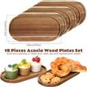 Wenqik 18 Pieces Acacia Wood Tray Set 10 x 5 Inch Acacia Oval Wood Tray Platters Plates Set for Fruit Cheese Dessert Appetizer Vegetable Charcuterie BBQ Party Weddings Supply