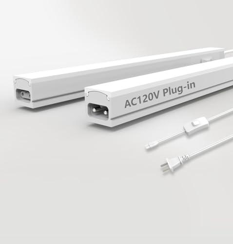 Leetdud Under Cabinet Lighting Plug in, 24 Inch, Linkable AC120V 3CCT 3000K/4000K/5000K Ultra Slim, LED Under Cabinet Lights for Counter Light, Kitchen, Shelf, Sink, Workshop, Desk, White