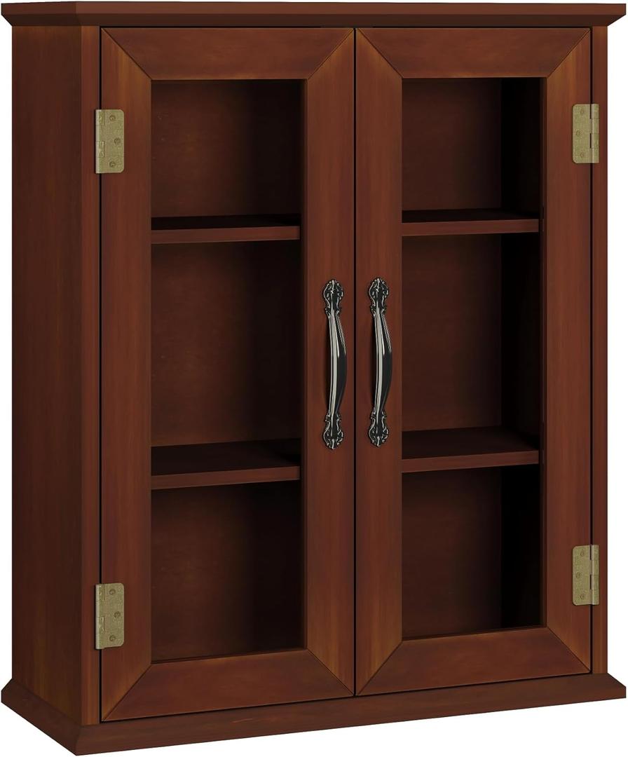ChooChoo Bathroom Wall Cabinet, Medicine Cabinet with Acrylic Doors, Wall Mounted Over The Toilet Storage Cabinet with Adjustable Shelves for Bathroom, Kitchen, and Laundry Room, Walnut