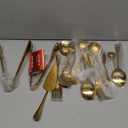 Serving Utensils, 15 Pcs Stainless Steel Large Flatware Serving Tools Kit, Included Spoons, Forks, Tongs, Slotted Spoon, Ladle, Cake Server for Kitchen Catering Banquet Wedding Buffet Party, Gold