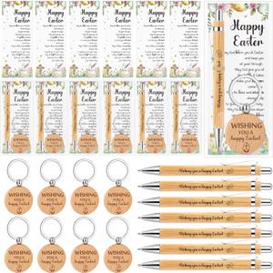 Droutti 24 Sets Easter Pens Bulk Easter Christian Gifts Christian Keychains Religious Blessing Bookmarks Easter Appreciation Gifts for Employee Coworkers Staff Spring Party Favors Religious Gift
