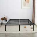 Metal Bed Frame King, King Bed Frame,Metal 14 Inch Platform Base Foundation Heavy Duty Slats Support Easy Assembly Noise Free No Box Spring Needed Bedframe King Size, Black