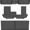 HAFIDI Floor Mats & Cargo Liner Set Fit for 2018-2025 2026 VW Atlas (7 Passenger Bench) All Weather Protection TPE Anti-Slip Car Full Set Floor Liners Volkswagen Atlas Custom Accessories - Black
