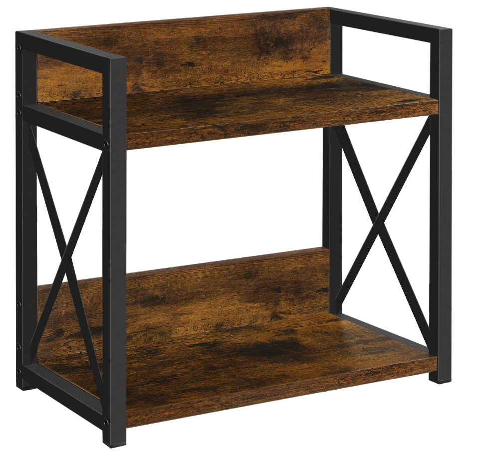 YINMIT Countertop Shelf Organizer,Coffee Bar Accessories,Spice Rack,Coffee Counter Shelf,2 Tier Coffee Organizer Station for Mugs,Cups,Cream,Syrup(Rustic Brown, Small)