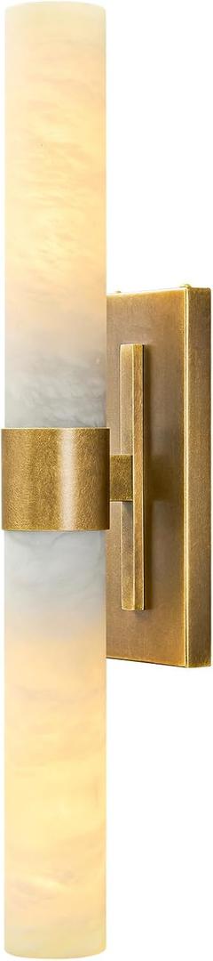 23" Antique Brass Wall Sconce with Bronze-Colored Marble - Rust-Resistant Vintage Mirror Lighting for Bathroom & Vanity (Wall Mount)