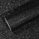 VEELIKE Black Glitter Wallpaper Peel and Stick Sparkly Black Glitter Contact Paper for Cabinets Walls 15.7''x118'' Self Adhesive Removable Glittery Fabric Wall Paper Roll for Bedroom Living Room
