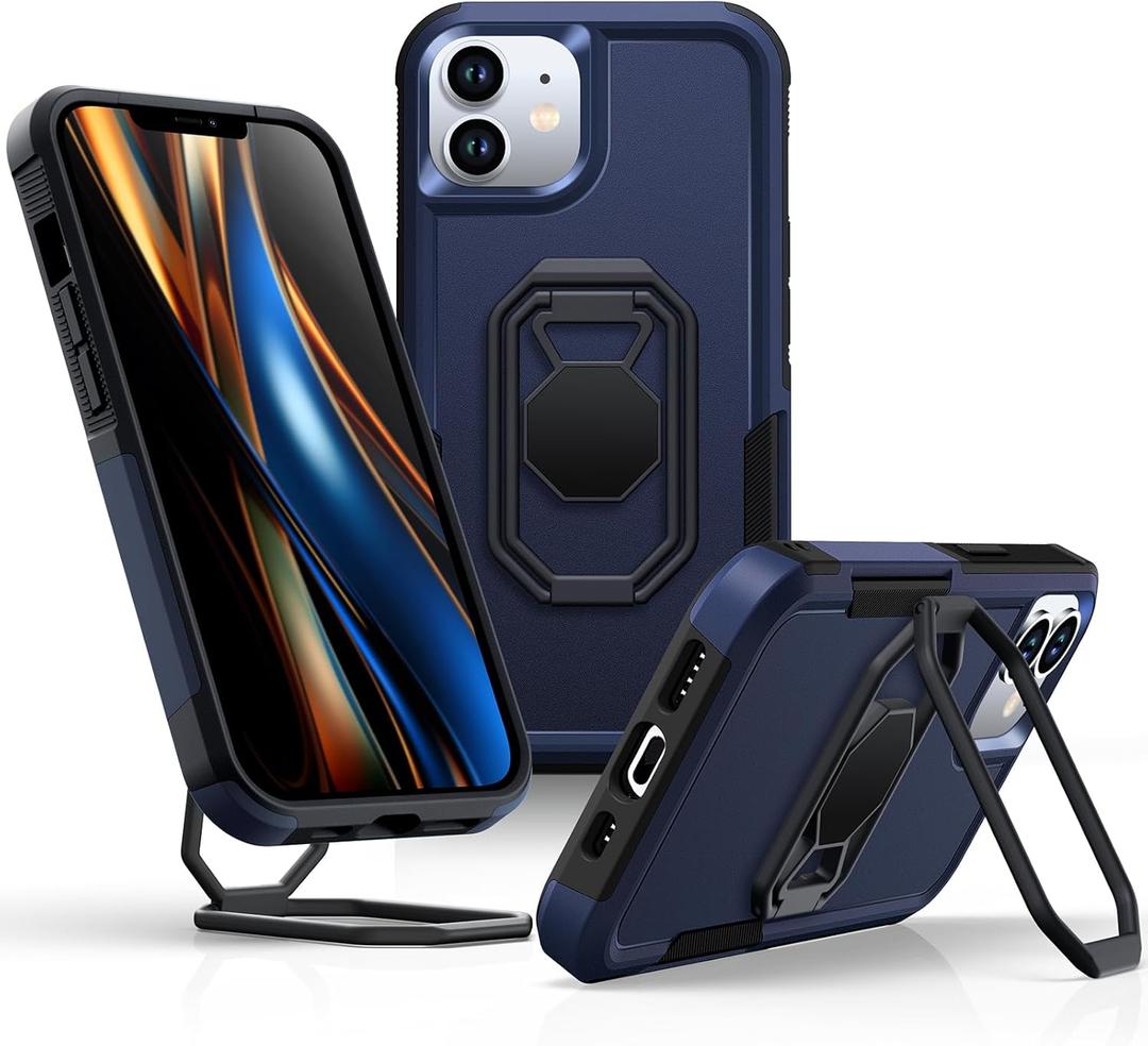 Shields Up for iPhone 11 Case with Stand (Two-Way Stand), 11 Phone Case with Double Ring Holder, Heavy Duty Shockproof Cover for iPhone 11 - Blue