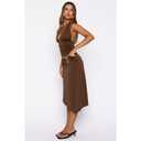 Goafuliy Two Piece Sets for Women Summer - Backless V Neck Halter Tops Asymmetrical Flowy Skirt Y2k Outfits, Small