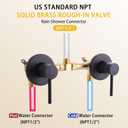 2 Handle Shower Faucet Wall Mounted Two Handles Shower Faucet Set with 8 Modes Rainfall Shower Head and 10 Modes Handheld 2 Knobs Shower Trim Kit with Rough-in Valve, Matte Black