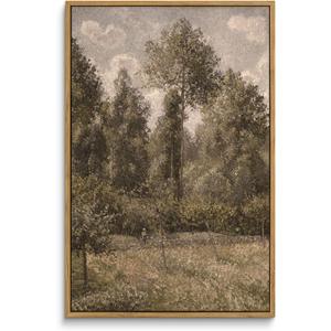 InSimSea Framed Canvas Prints Art Vintage Decor, Room Decor Large Artwork for Wall Poplars, ragny Vintage Painting Prints Office Kitchen Bathroom Decoration, 16"x24"