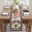 2 x XCHI Hats Gnomes Masks Fleur De Lis Mardi Gras Table Runner Carnival Table Decoration for Masquerade Party Home Kitchen Dining Holiday Decor 13x72 Inch