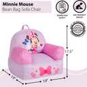 Disney Minnie Mouse Sofa Bean Bag Armchair, Soft Plush Lounge Chair for Bedroom or Playroom