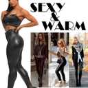 FITTOO Faux Leather Leggings for Women Fleece Lined Pleather Pants with Pockets (XXL)