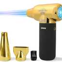 Compressed Air Duster - Electric Duster for Hair Barber, 3 Gear Mini Portable Jet Dry Air Blower, Cordless Vacuum Cleaner, for PC, Office,Salon, Fan, Laptop, Keyboard, Car -Black Gold