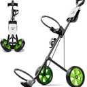 2-Wheel Golf Pull Cart – Lightweight Foldable Golf Push Cart with Durable Steel Frame, Adjustable Web Straps, Compact Design for Walking Golfers
