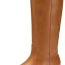 Women's Knee High Boots Chunky Heel Square Toe Tall Boots For Women low Heel Back Zipper Boots (6, Brown)