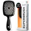 Janeke Superbrush Detangling Brush for Soft Smoothing Hair Brushing with Anti-Static Bristles - Vented Wet Hair Brush for Blow Drying Use - Perfect for Curly, Thick, Wavy, Fine Hair Types (Black)