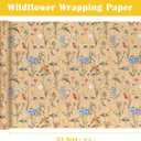 WRAPAHOLIC 30 Inch Kraft Floral Wrapping Paper Roll - 30 Inch x 33 Feet - Wildflower Wrapping Paper Perfect for Girls Women Birthday, Wedding, Bridal Shower