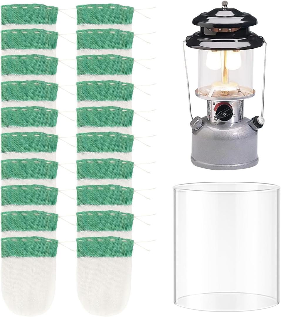 20-Pack Propane Lantern Mantles with Clear Glass Globe  U-Shape Replacement Parts for Coleman Fuel Lanterns, Perfect for Outdoor Camping