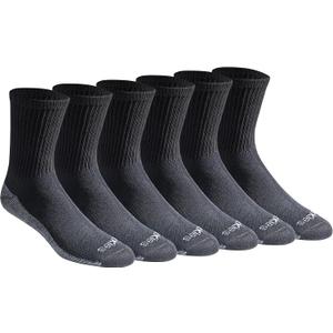 Dickies Men's Dri-Tech Mid-Crew Comfort Length Moisture Control Socks, (6, 12 Pairs), Comfort Length Black (6 Pairs), Large