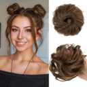CJL HAIR 2PCs Small Cute Messy Bun Hair Piece for Thin Hair Women Mini Synthetic Curly Bun Scrunchies Updo Hairpieces Chocolate