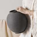 Large Blak Ceramic Vase - 9.8 Inch Rustic Farmhouse Flower Vase for Home Decor, Minimalist Tall Vases for Living Room, Table, Bathroom, Holiday & Weddings,Sandstone Dark Grey