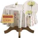 Maison d' Hermine Table Cloth Round Table 100% Cotton 69 Round Inches Tablecloth Reusable Decorative for Dining Kitchen Room Farmhouse Home Easter Decorations Spring Summer - Botanical Fresh
