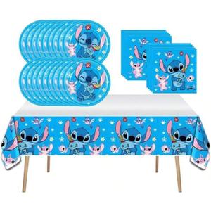 41 pcs Themed Party Supplies, 20 Plates, 20 Napkins and 1 Tablecloth, Birthday Party Decorations for Boys and Girls (blue)