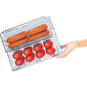 YekouMax Pantry Organization and Storage Bins, Refrigerator Organizer, Plastic Stackable Storage Bins with Drawers, Pull-Out Cabinet Containers for Fridge Kitchen Office (2 PACK, 11.81"x5.31"x 4.52")