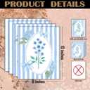 FITIE Blue and White Striped Floral Wall Art Posters Set of 4, Grandma Core Home Decor, Cottagecore Coquette Blue Bow Hydrangea Flower Canvas Prints Artwork Wall Decor, 8x10 Unframed